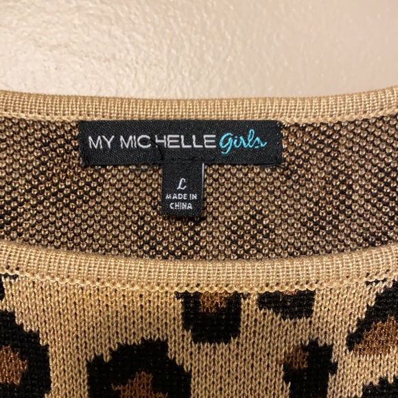 My Michelle Girls Leopard Print Sweater Dress, L - Picture 2 of 4
